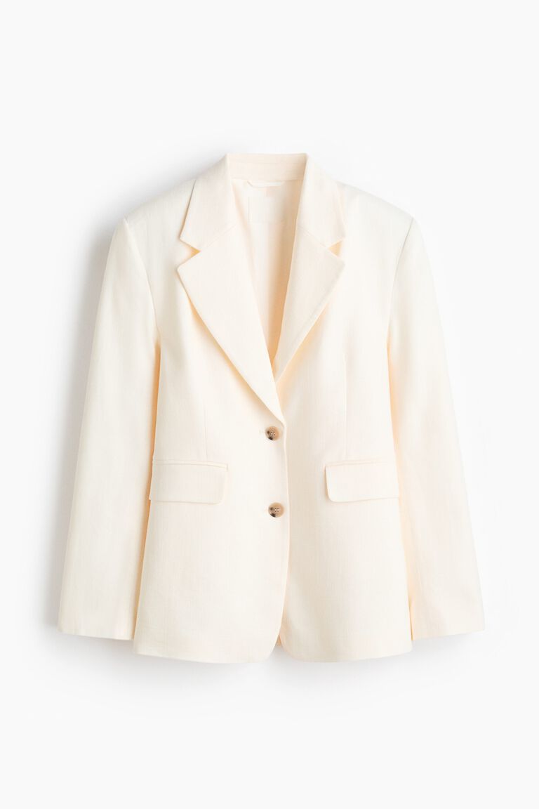 Single-breasted linen-blend blazer
