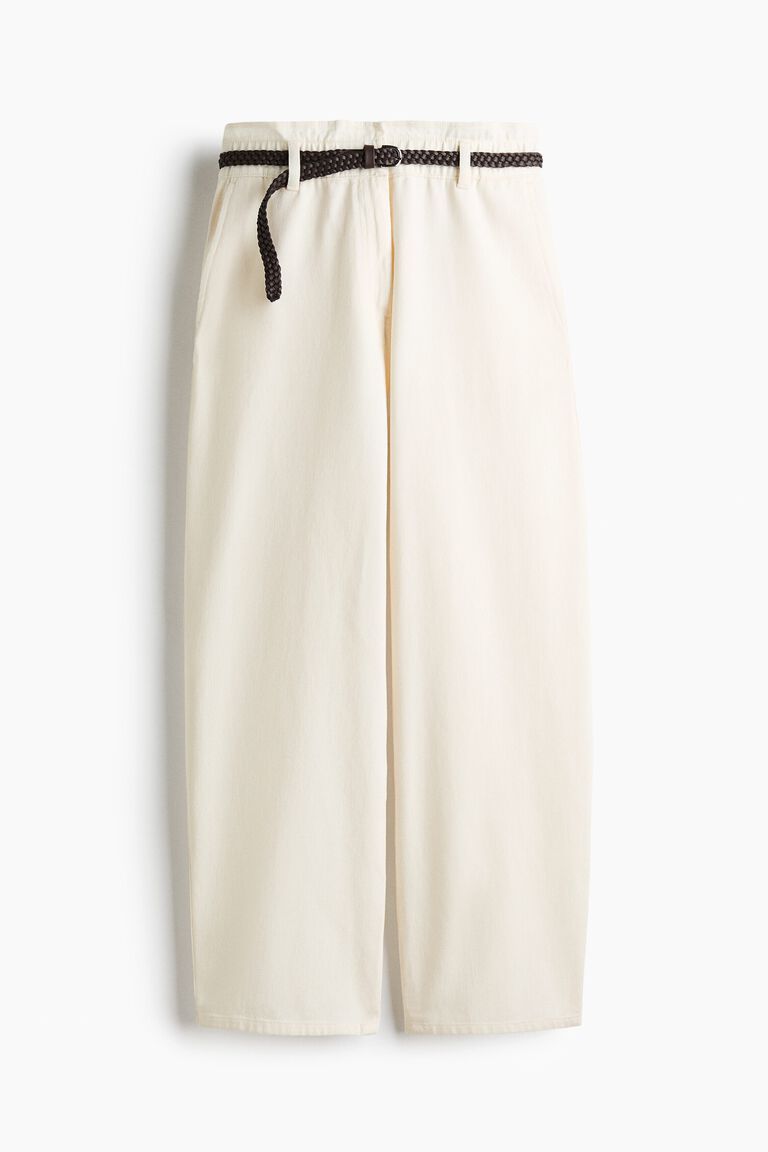 Belted barrel trousers