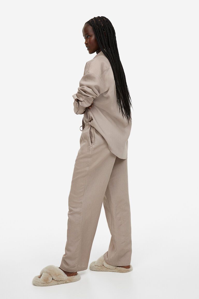 Linen-blend trousers