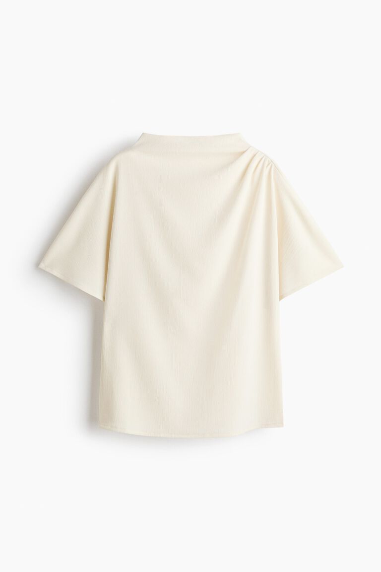 Draped stand-collar top