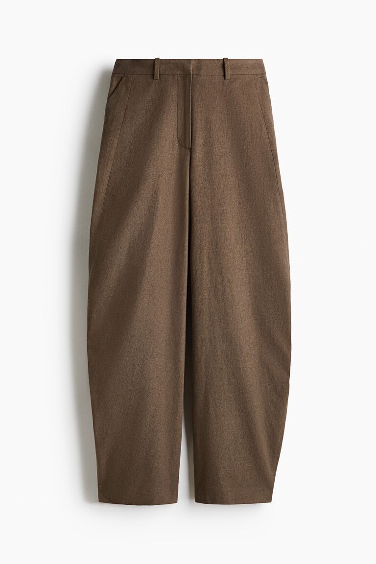 Linen-blend balloon trousers