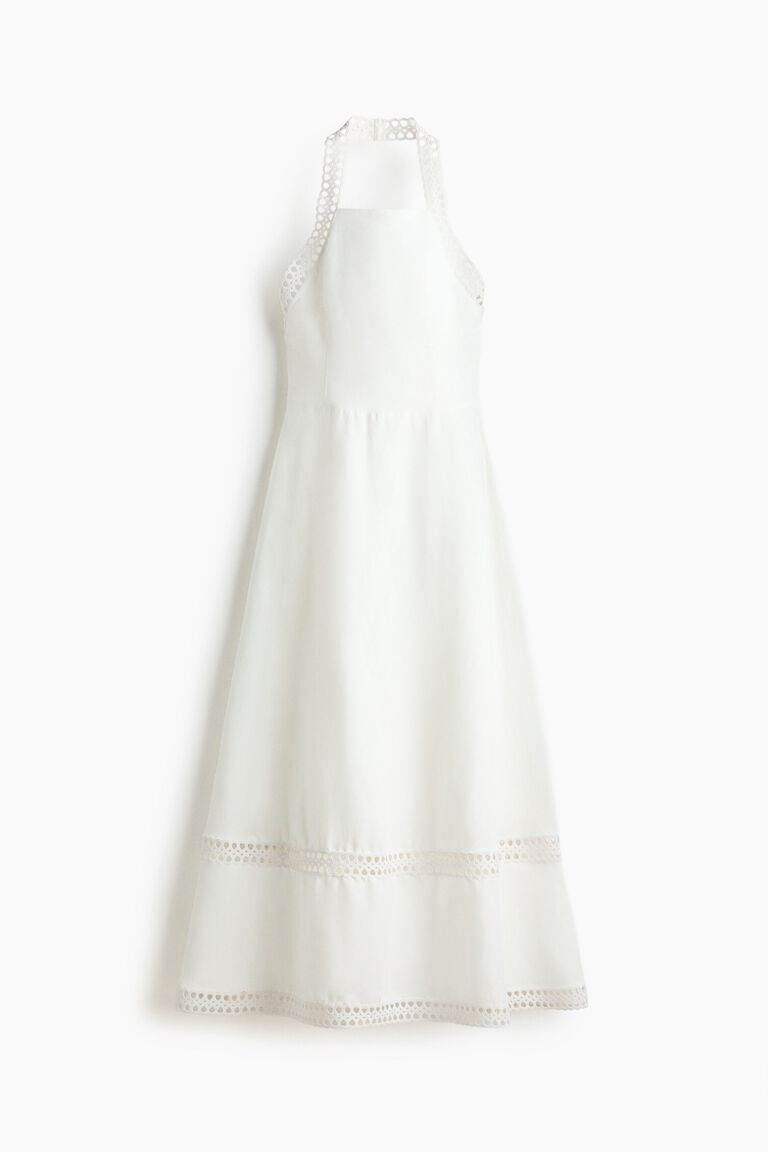 Linen-blend halterneck dress