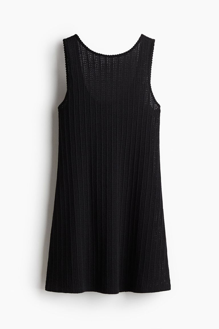 Sleeveless textured-knit dress