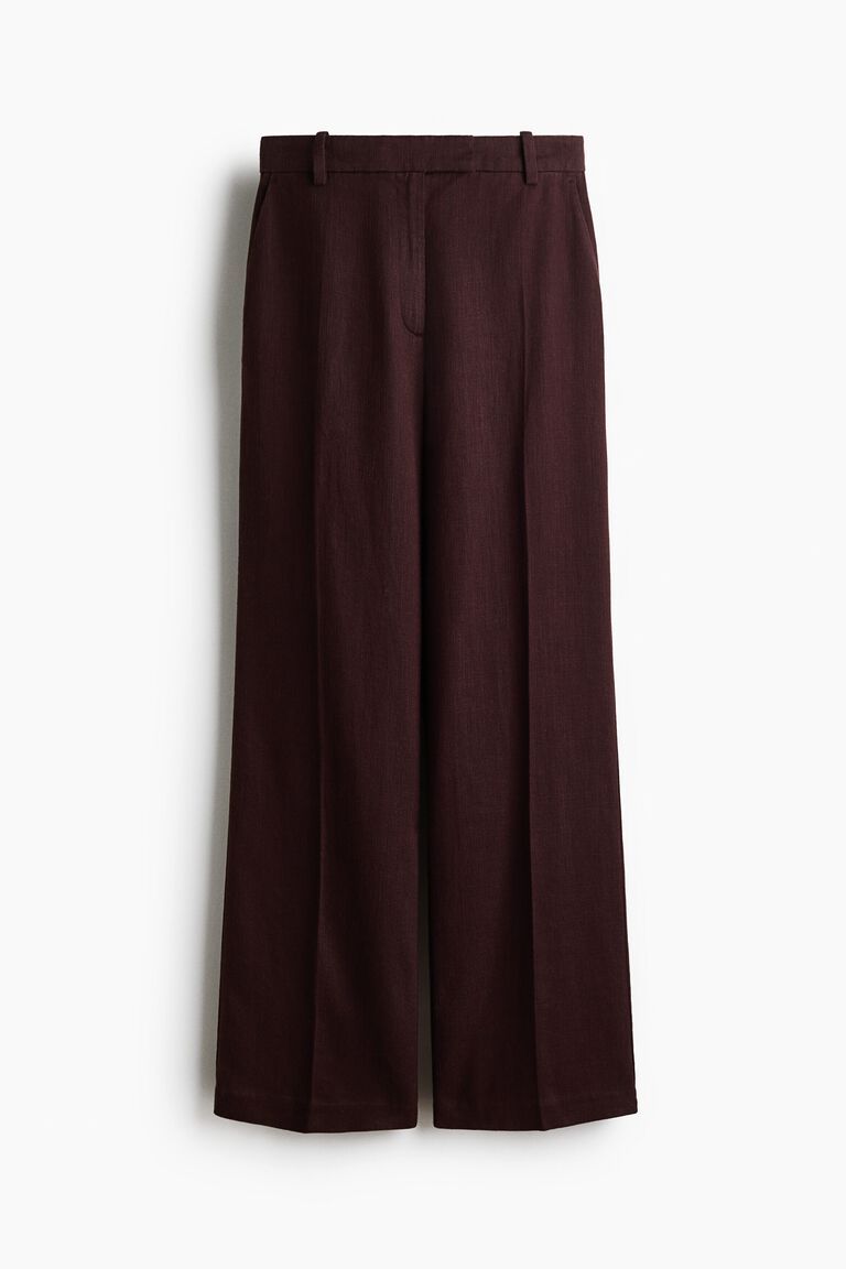 Linen-blend tailored trousers