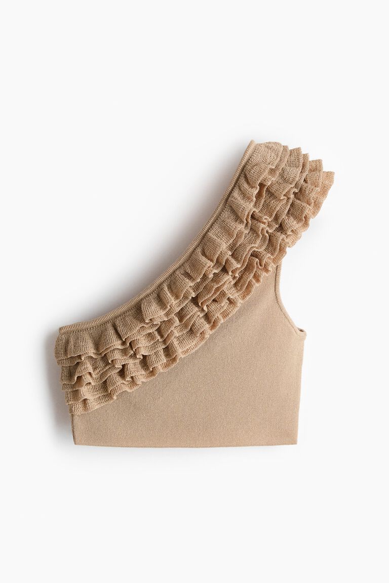 Ruffled one-shoulder crop top