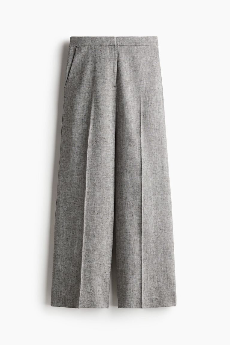 Wide linen-blend trousers