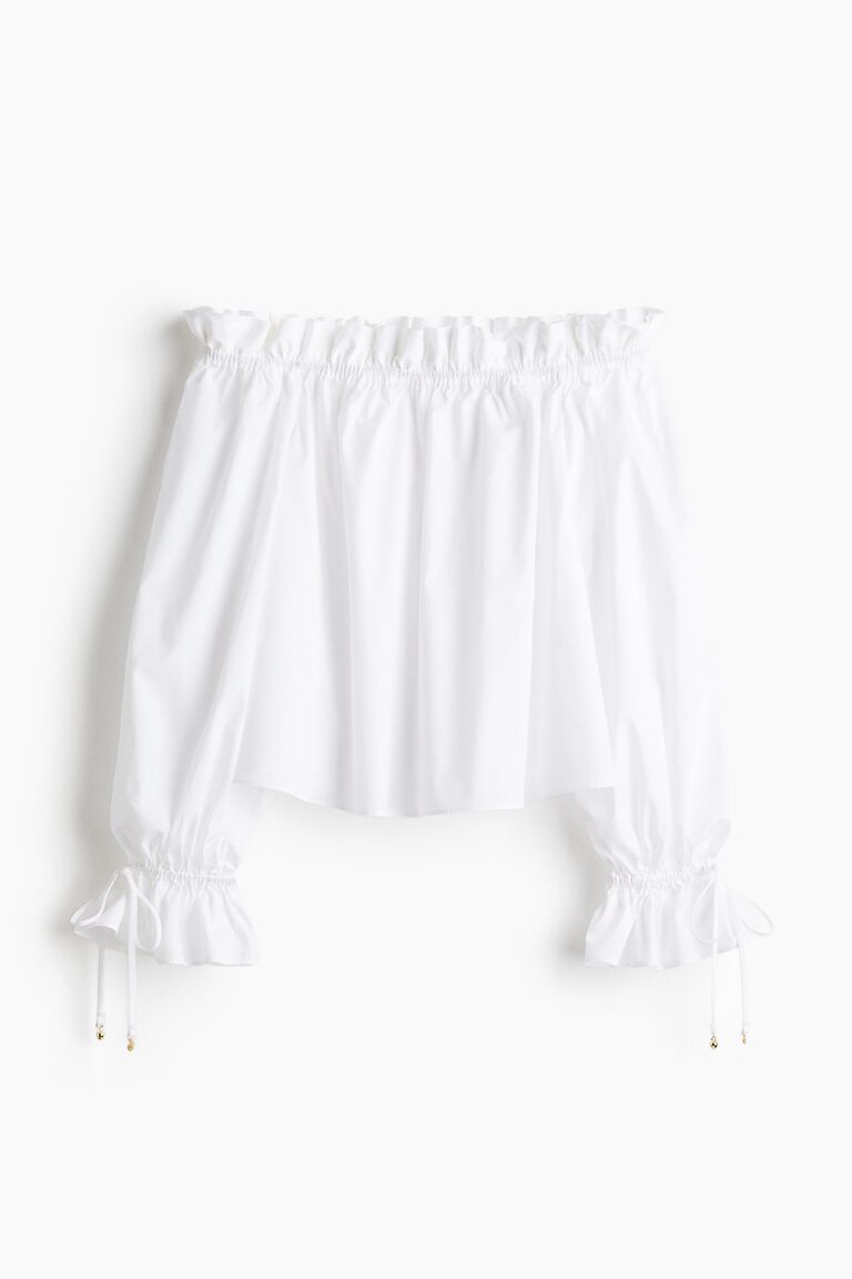Off-the-shoulder poplin blouse