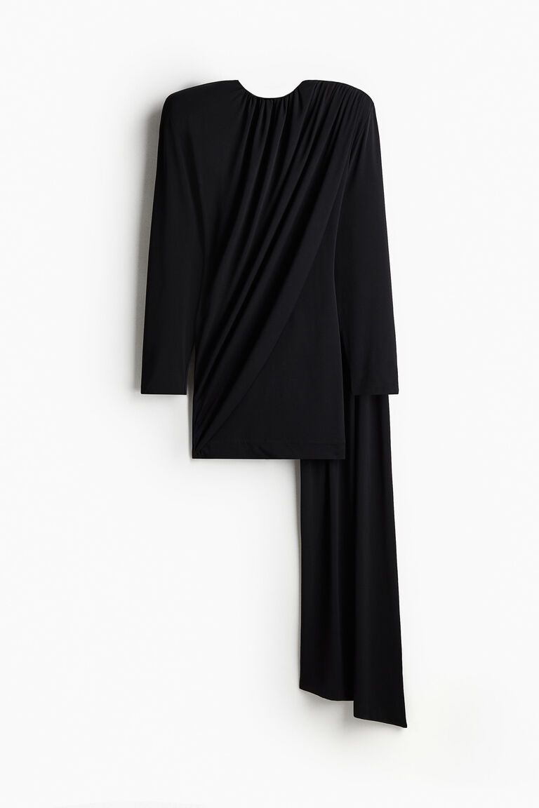Shawl-detail draped dress
