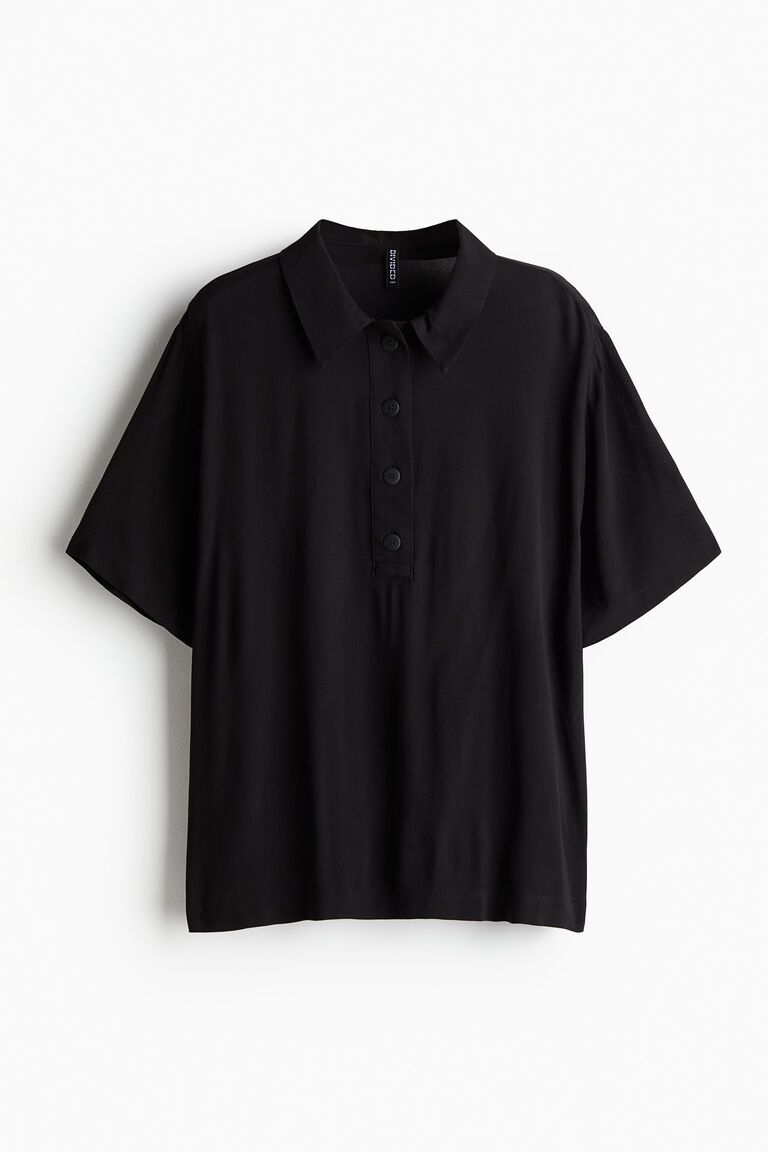Sheer crêpe polo shirt