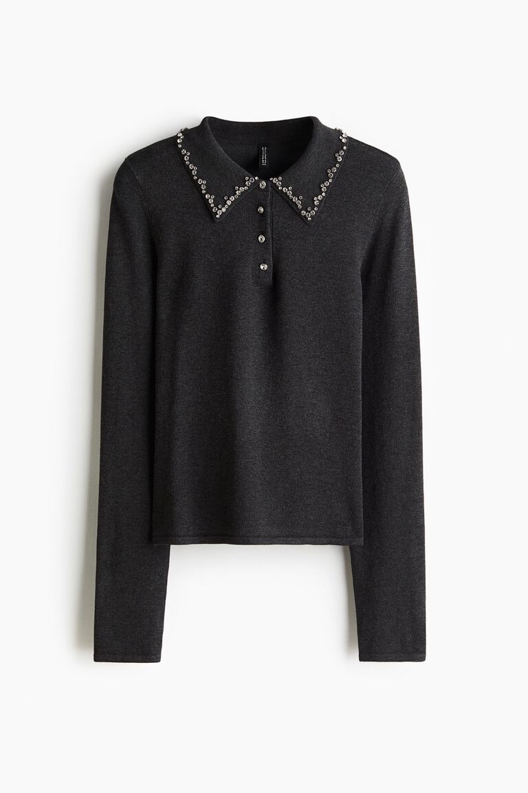 Embellished polo top
