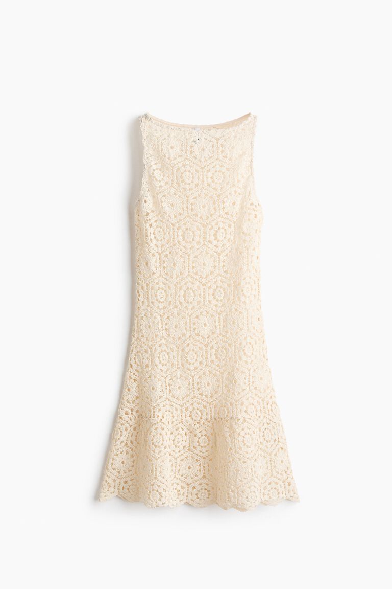 Sleeveless crochet-look dress