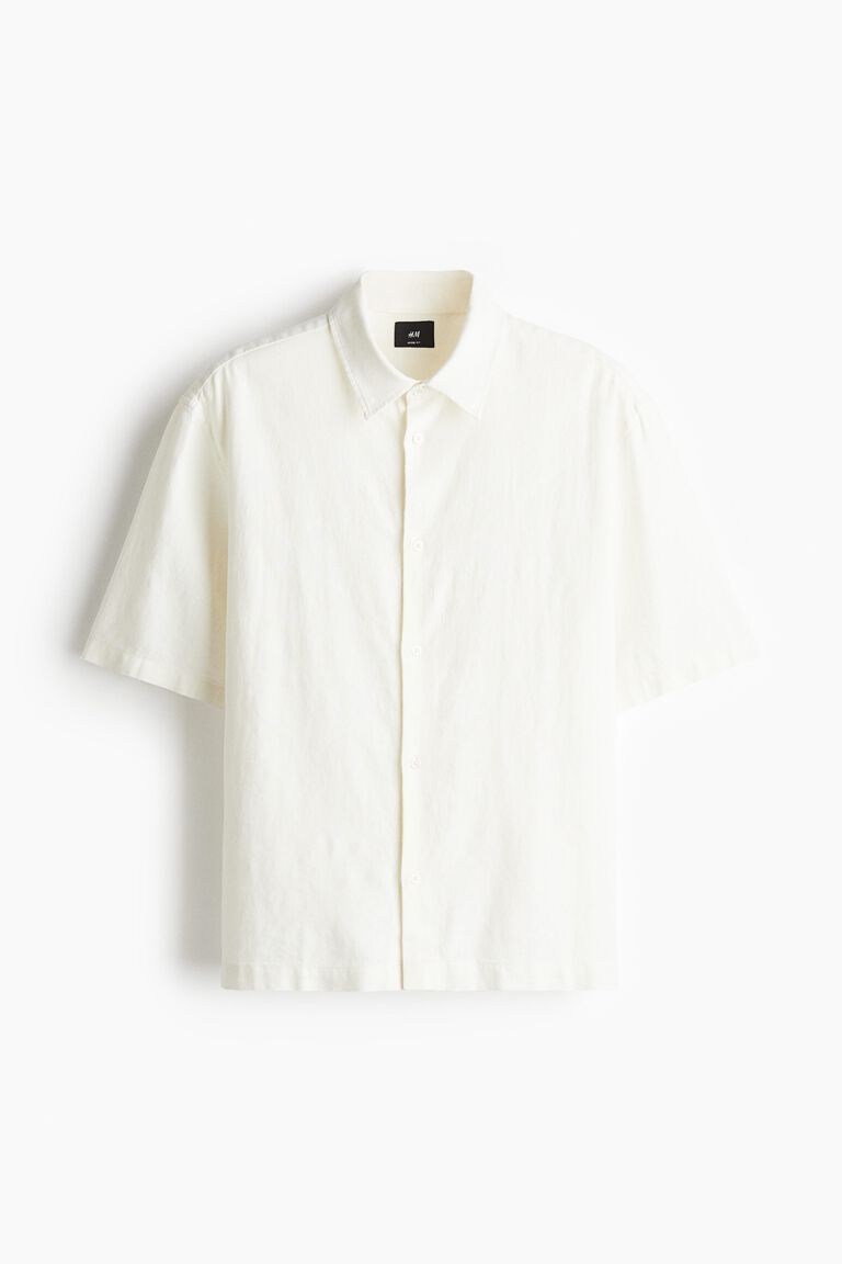 Loose Fit Short-sleeved linen-blend shirt