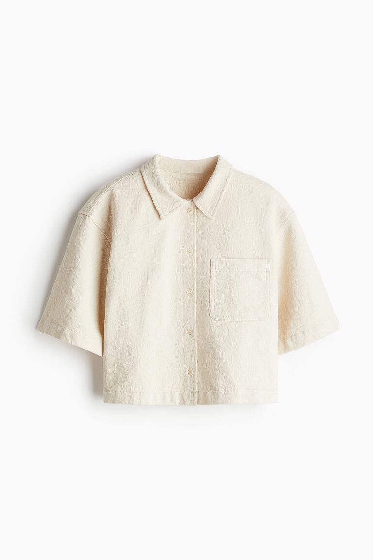 Oversized jacquard-denim shirt