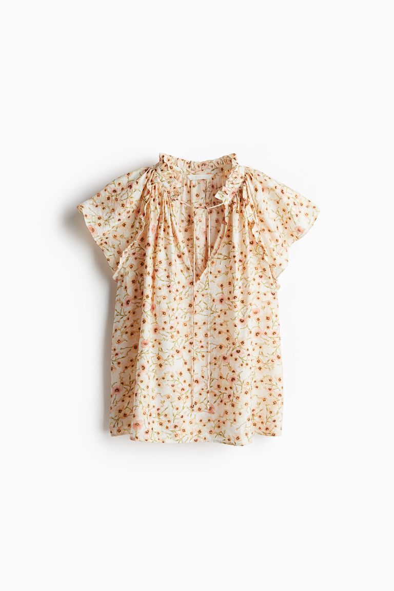 Butterfly-sleeved blouse