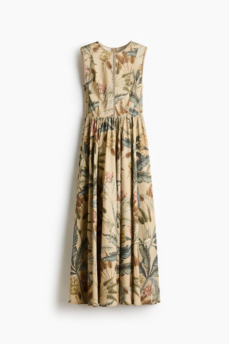 Lace-detail cotton dress