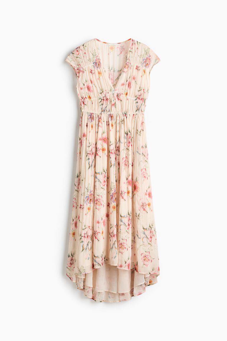Ruched cap-sleeved dress