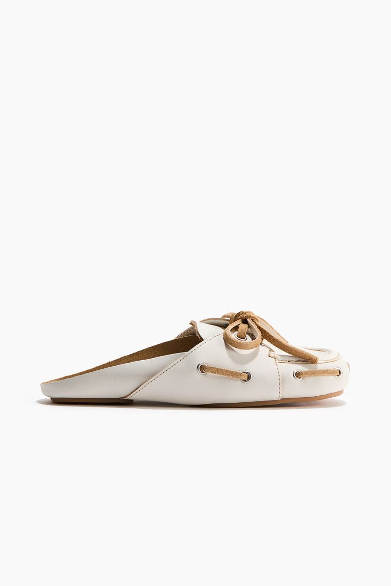 Leather loafer mules