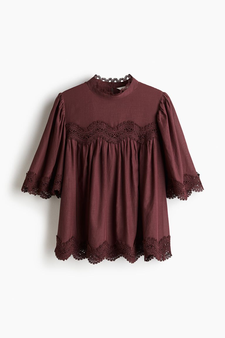 Lace-trimmed blouse