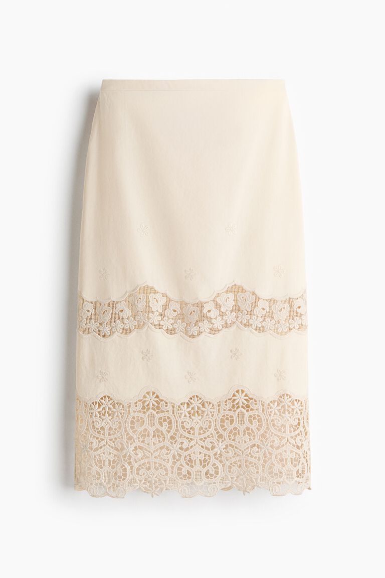 Embroidered cotton skirt