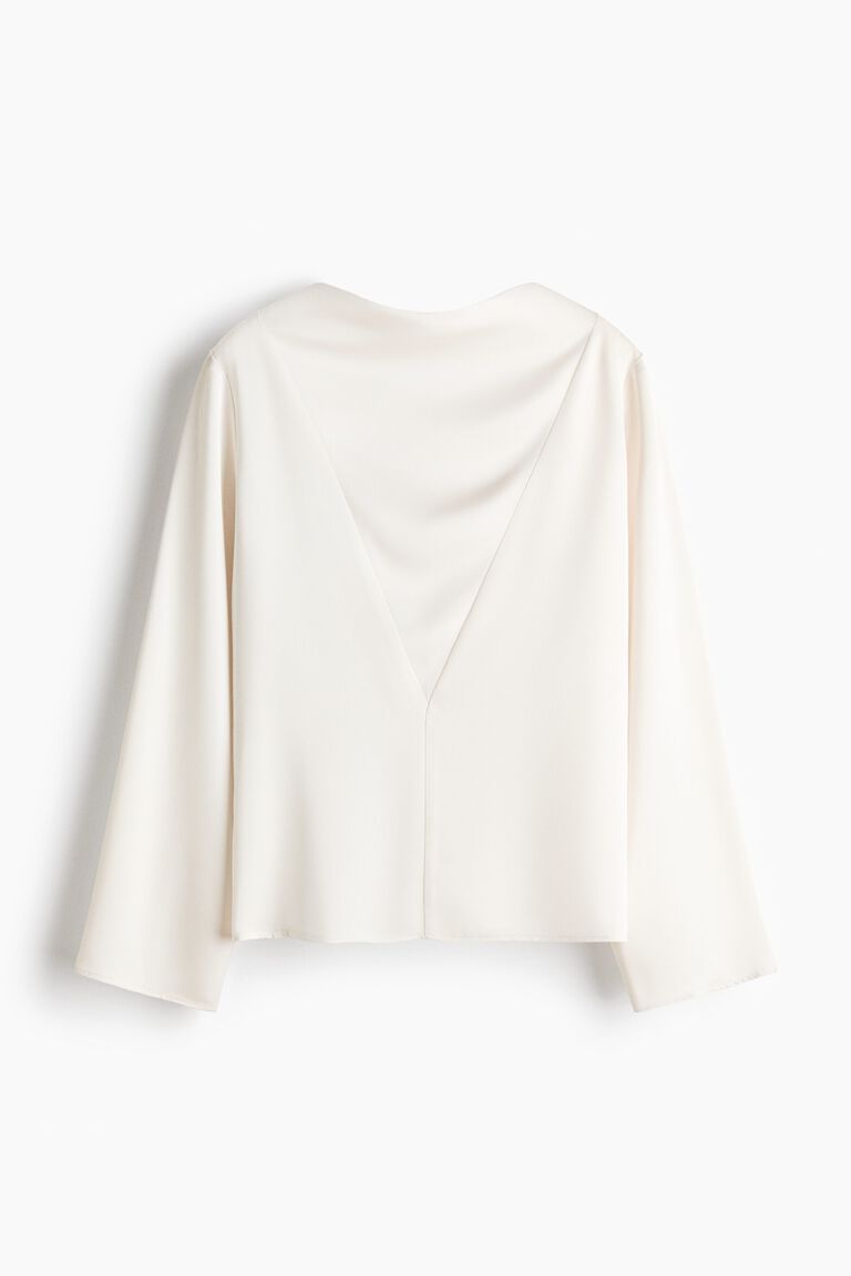 Cowl-neck satin blouse