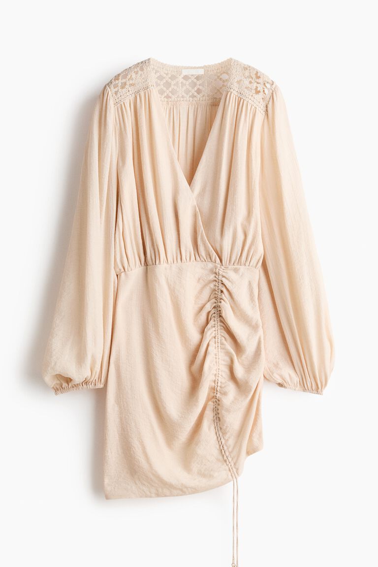 Drawstring-detail balloon-sleeved dress