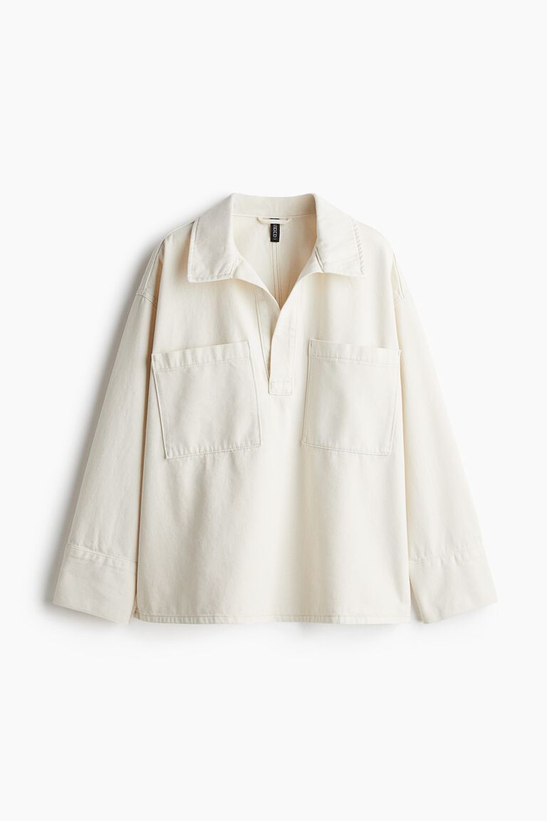 Oversized popover denim shirt