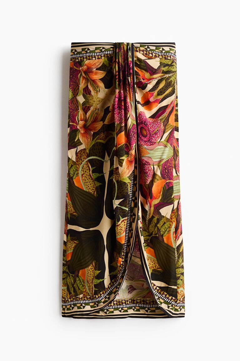 Draped-detail midi skirt