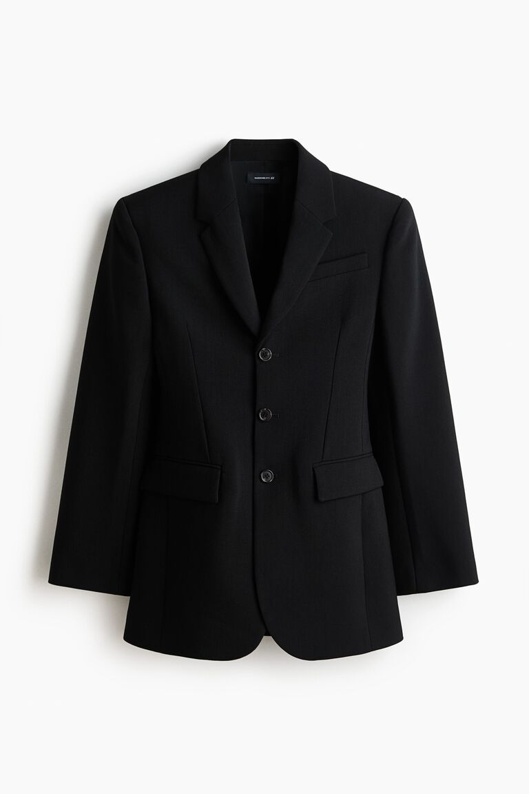 Wool-blend hourglass blazer