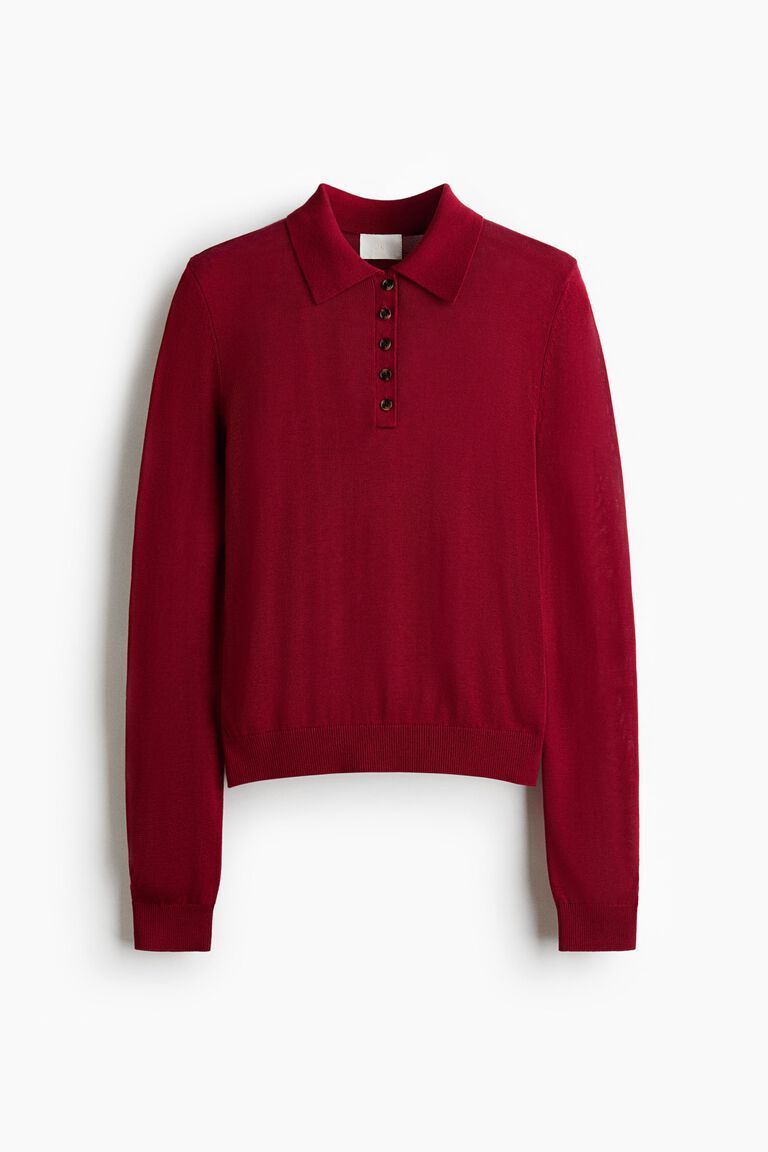 Fine-knit polo shirt