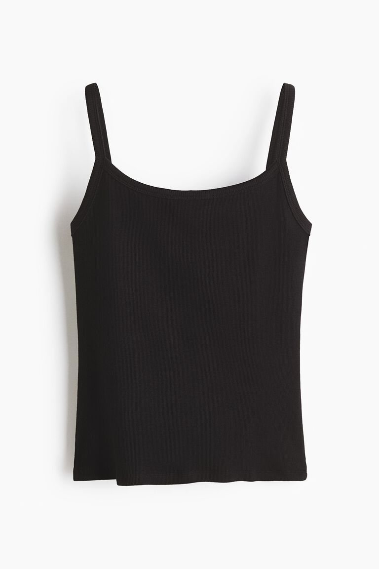 Ribbed cotton strappy top
