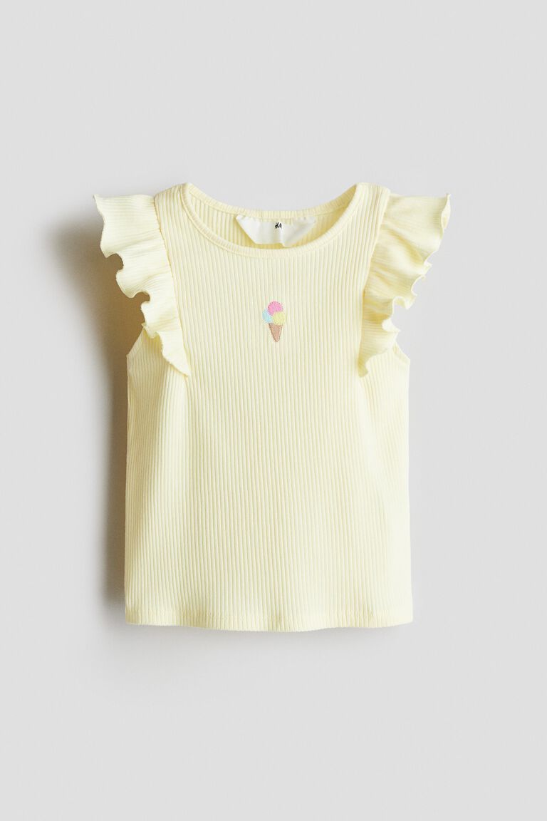 Embroidered-motif vest top
