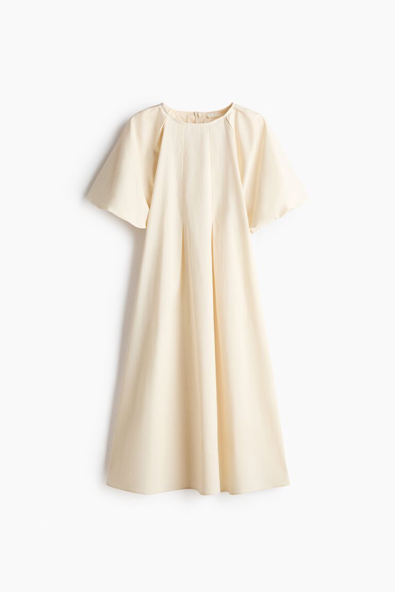 Balloon-sleeved A-line dress