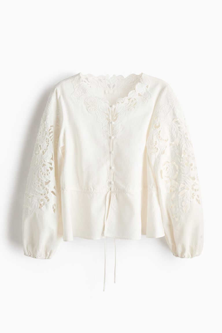Broderie anglaise peplum blouse