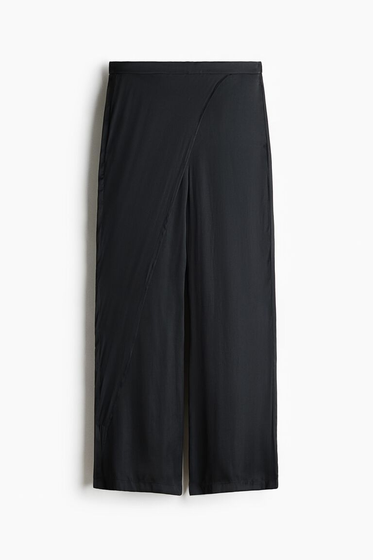 Wrap-detail satin trousers