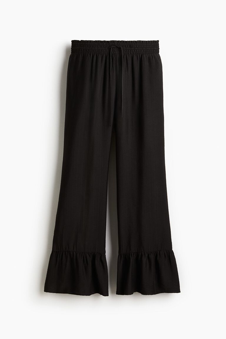 Frill-trimmed drawstring trousers