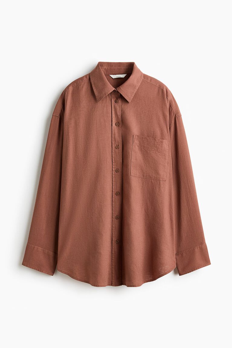 Oversized linen-blend shirt