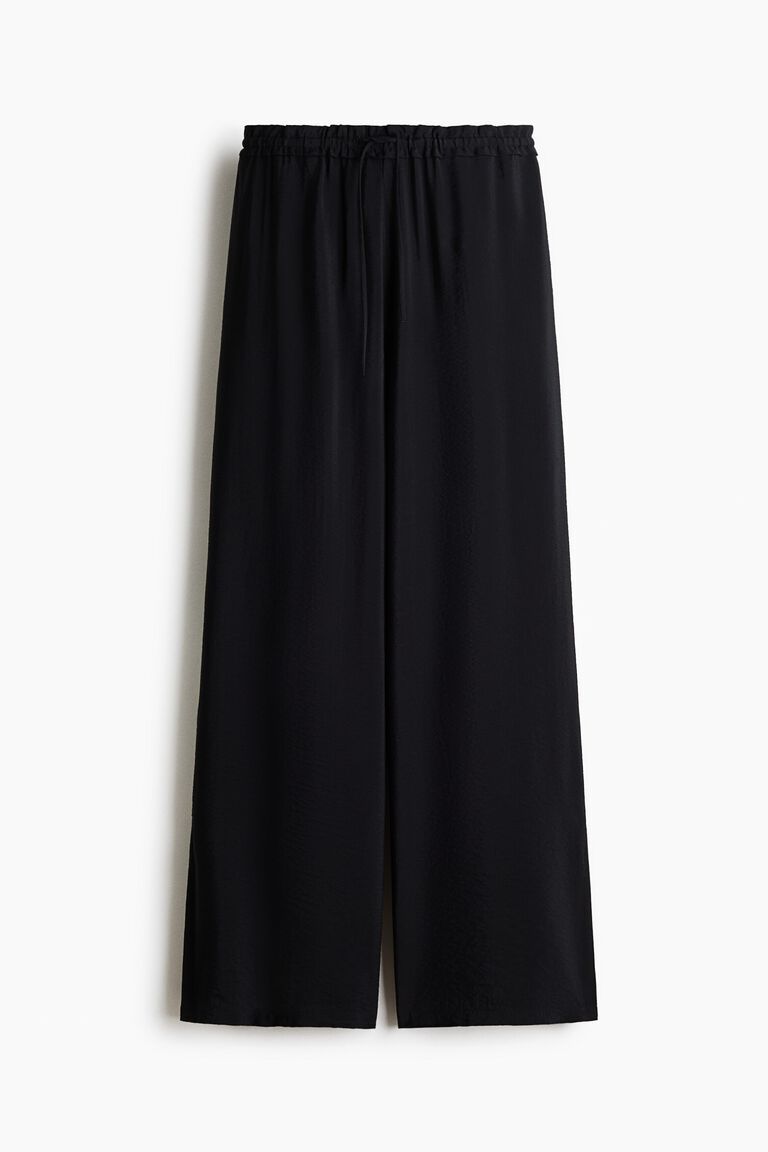 Viscose-blend drawstring trousers