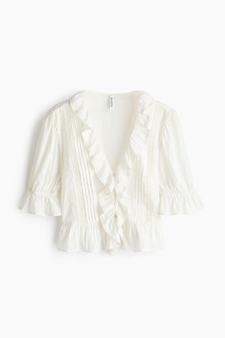 Frill-trimmed blouse