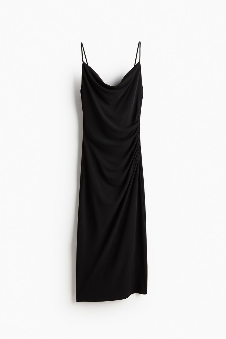 Draped cowl-neck dress