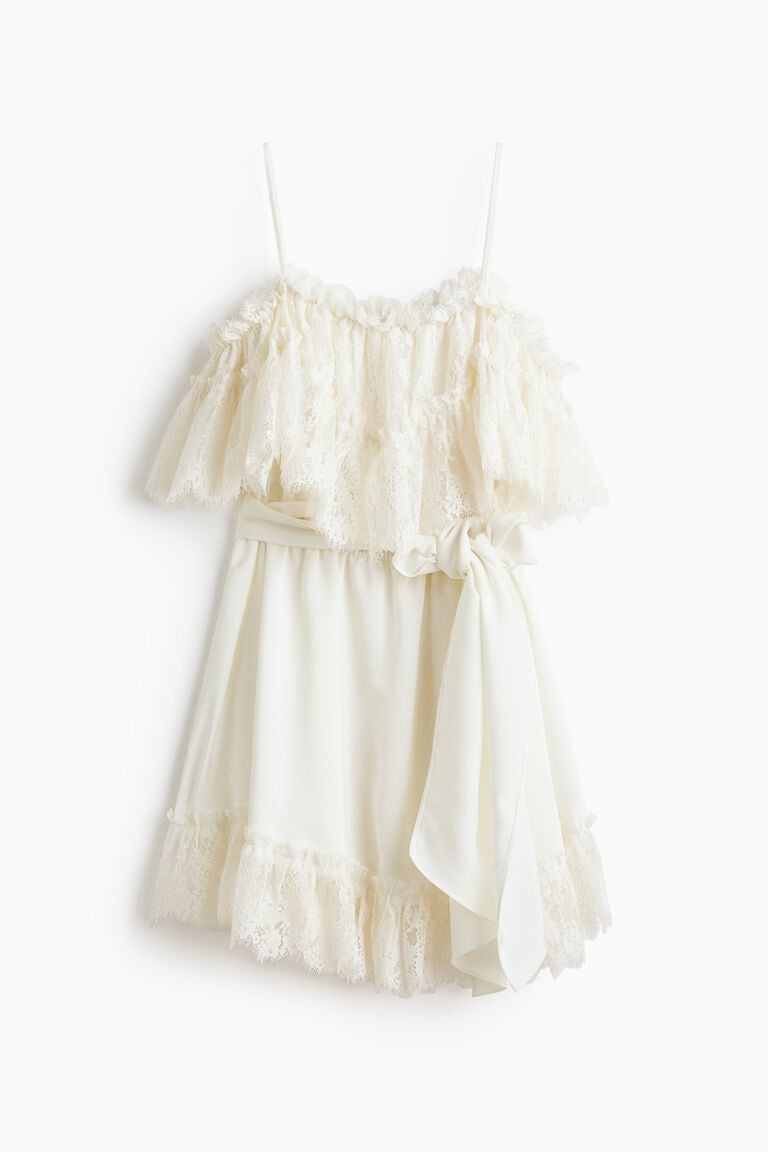 Lace-trimmed satin dress