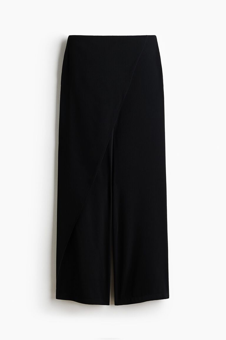 Wrap-detail twill trousers