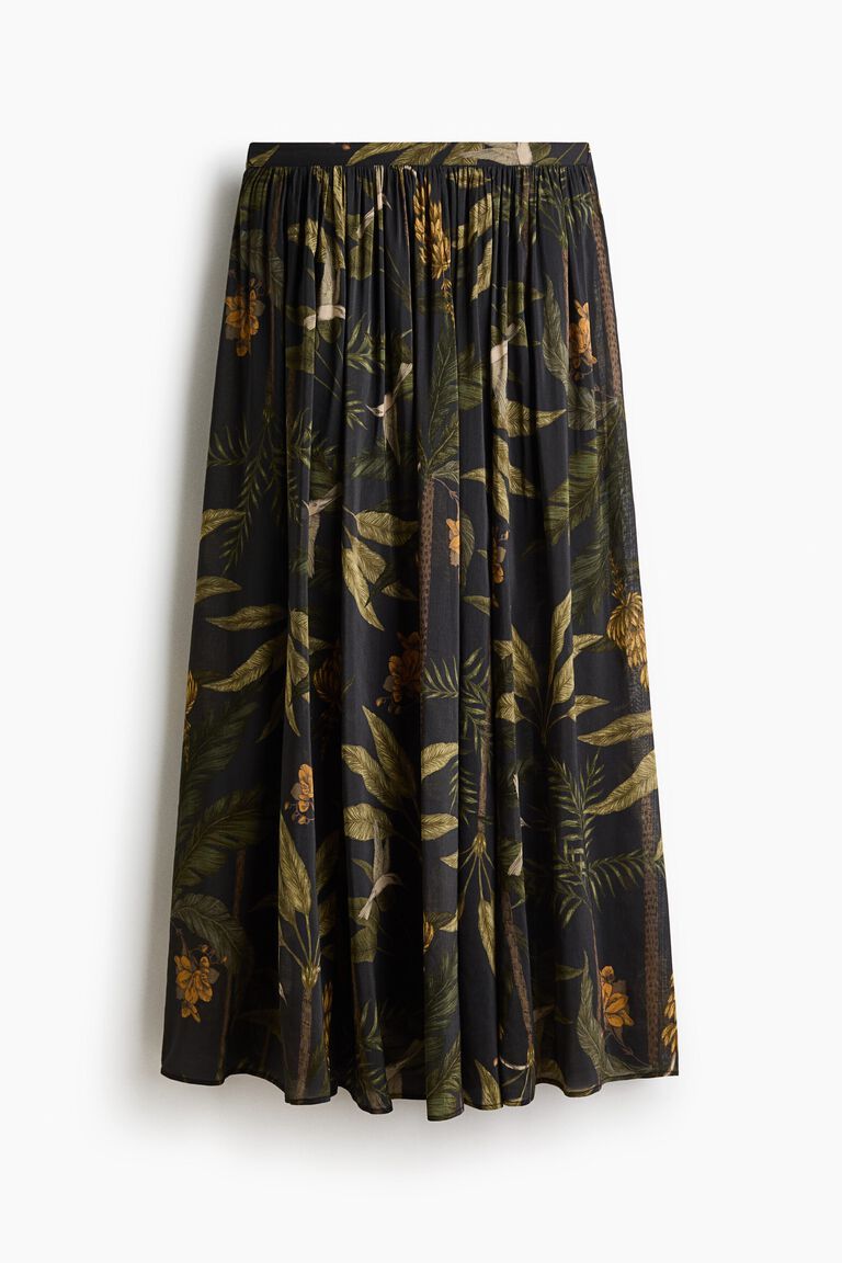 Loose-fit viscose-blend skirt