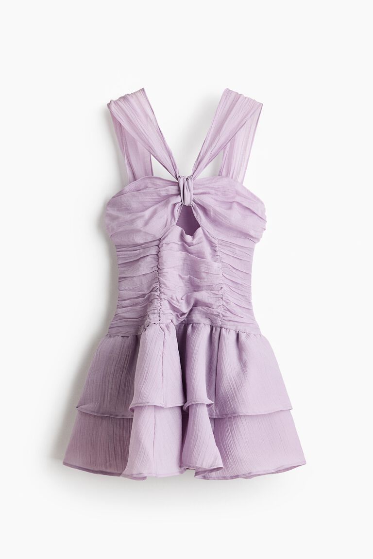Flared-skirt ruched dress