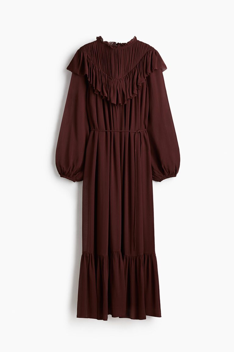 Frill-trimmed chiffon dress