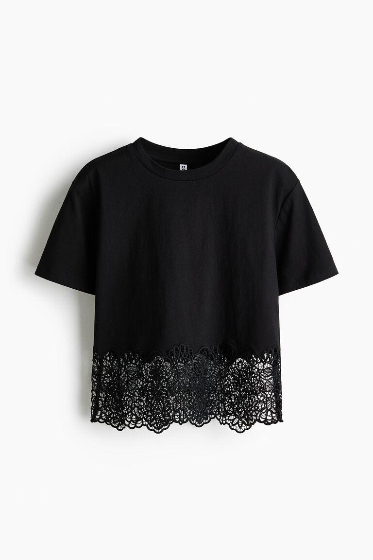 Lace-trimmed T-shirt