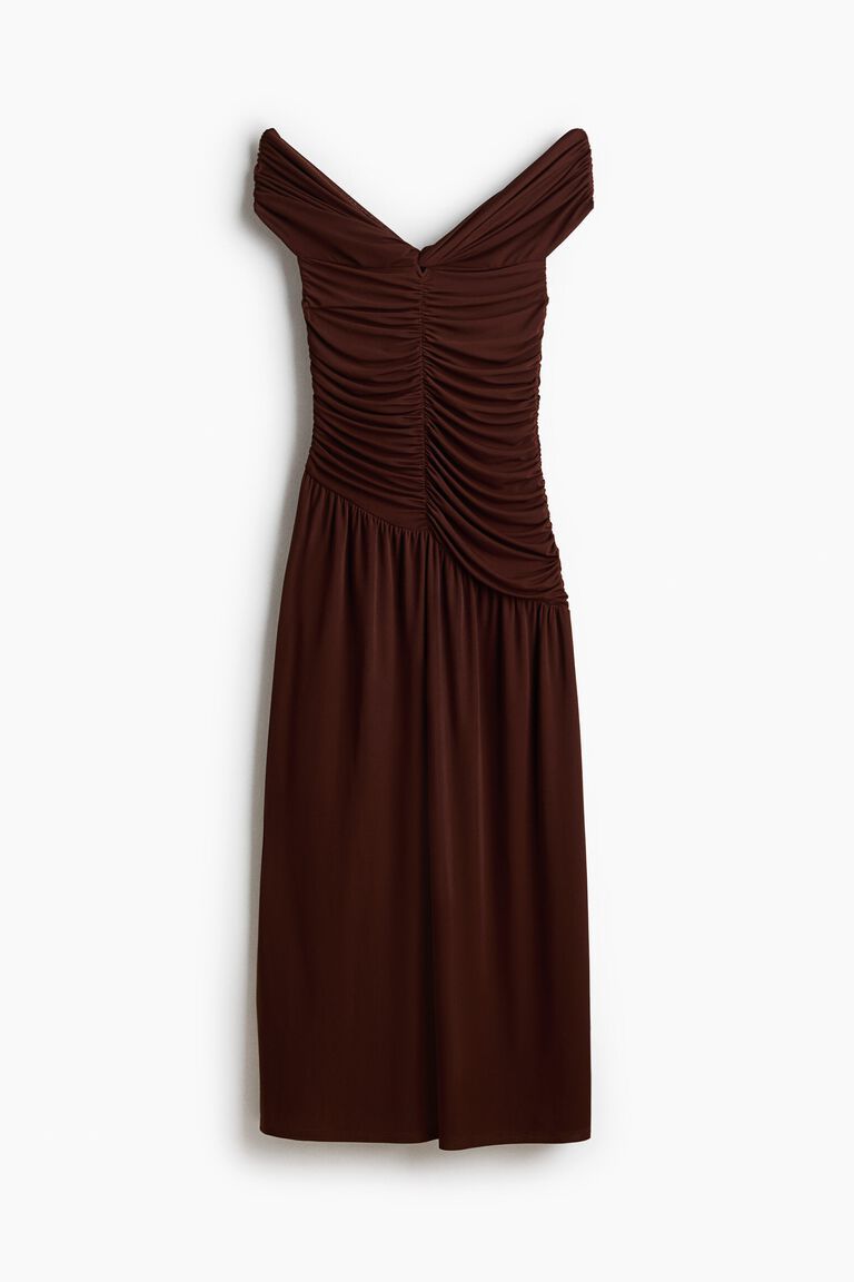 Draped off-the-shoulder jersey dress