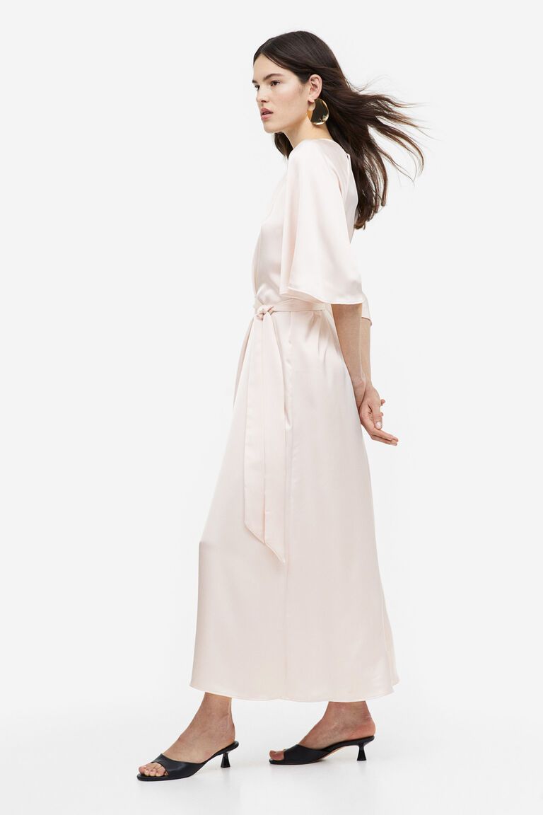 Tie-belt satin dress