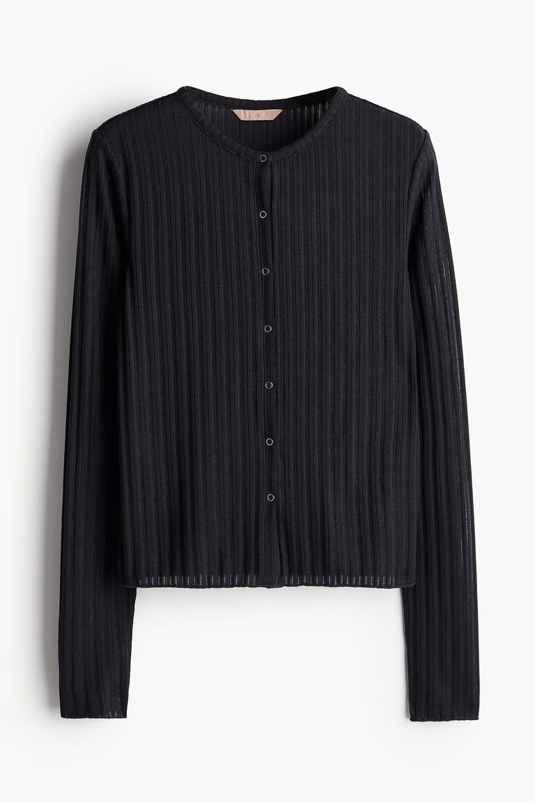 Rib-knit cardigan