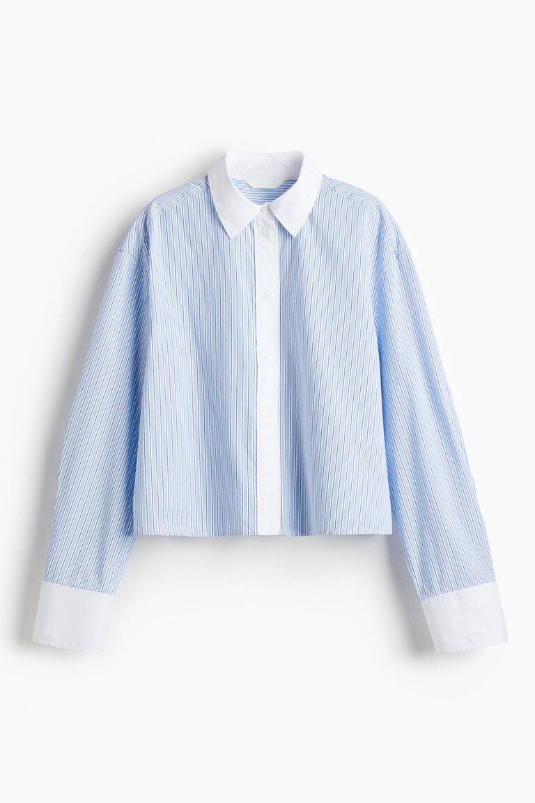 Short poplin shirt