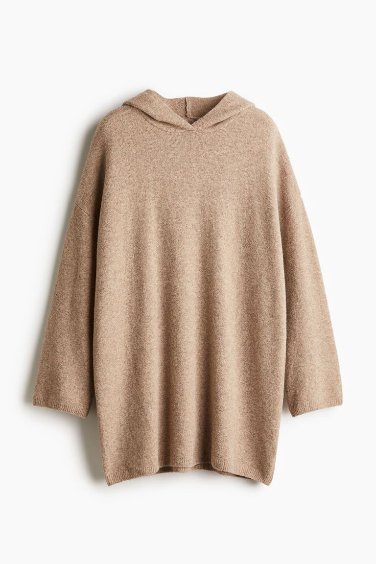 Hooded fine-knit dress